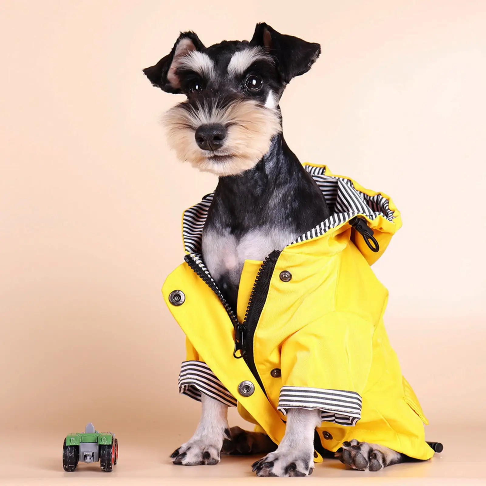 Shulemin Pet Rain Jacket Striped Inside Rainproof Fashion Pet Dogs Hooded Raincoat for Small Medium Large Dogs.Yellow 2XL