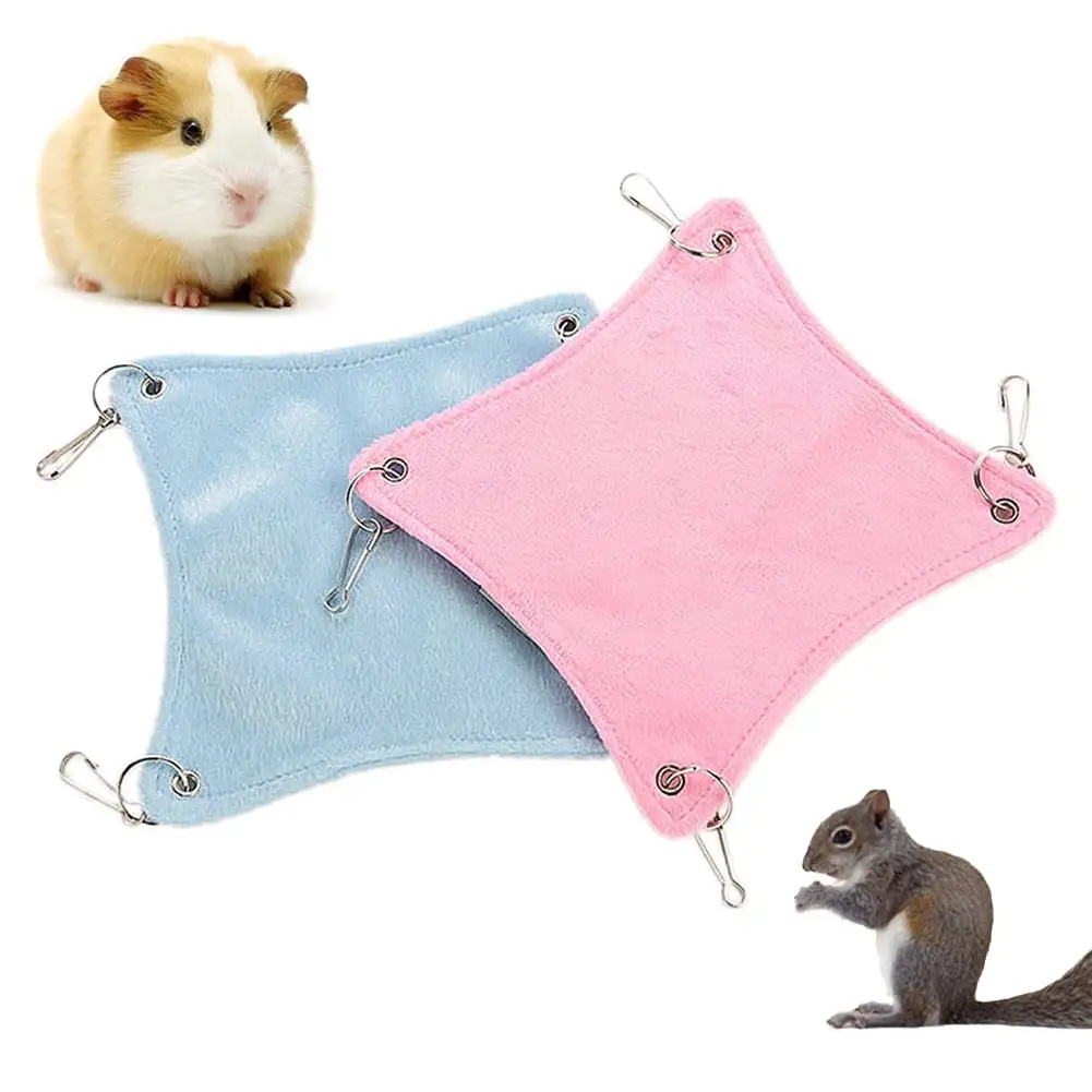 Shulemin Small Pet Hamster Rat Rabbit Hanging Hammock House Sleeping Bed Cage Swing Mat Random color