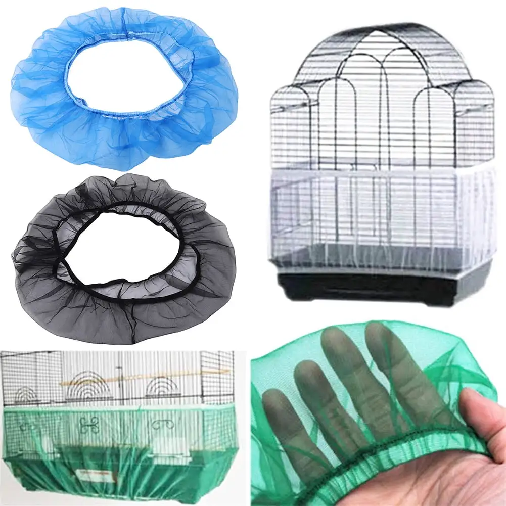 Shulemin Stretchy Sheer Food Catcher Guard Parrot Bird Cage Net Cover.Green L