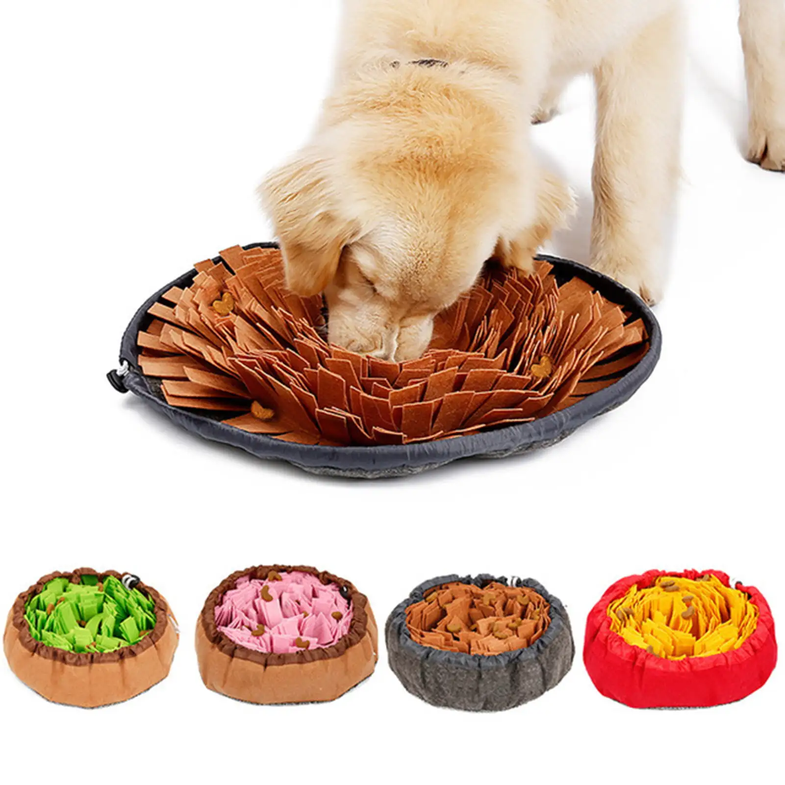 Sijiali 1 Set Anti-slip Snuffle Mat Eye-catching Felt Fabric 2 in 1 Pets Slowing Feeding Intelligence Mat for Home