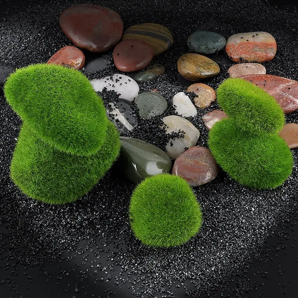 Sijiali 5 Pcs Artificial Green Grass Moss Foam Stone Micro Landscape Terrariums Decor