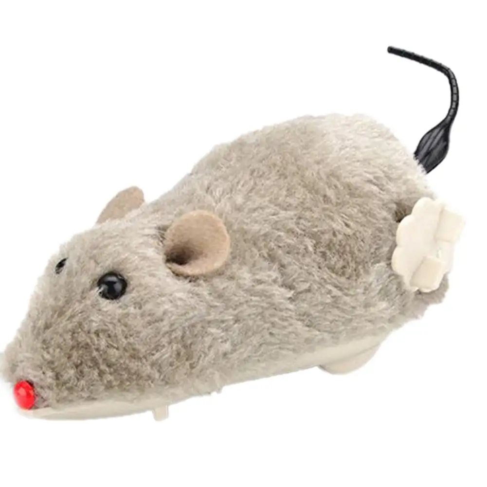 Sijiali Pet Dog Cat Plush Funny Toy Mouse Animal Clockwork Wind Up Running Play Gift