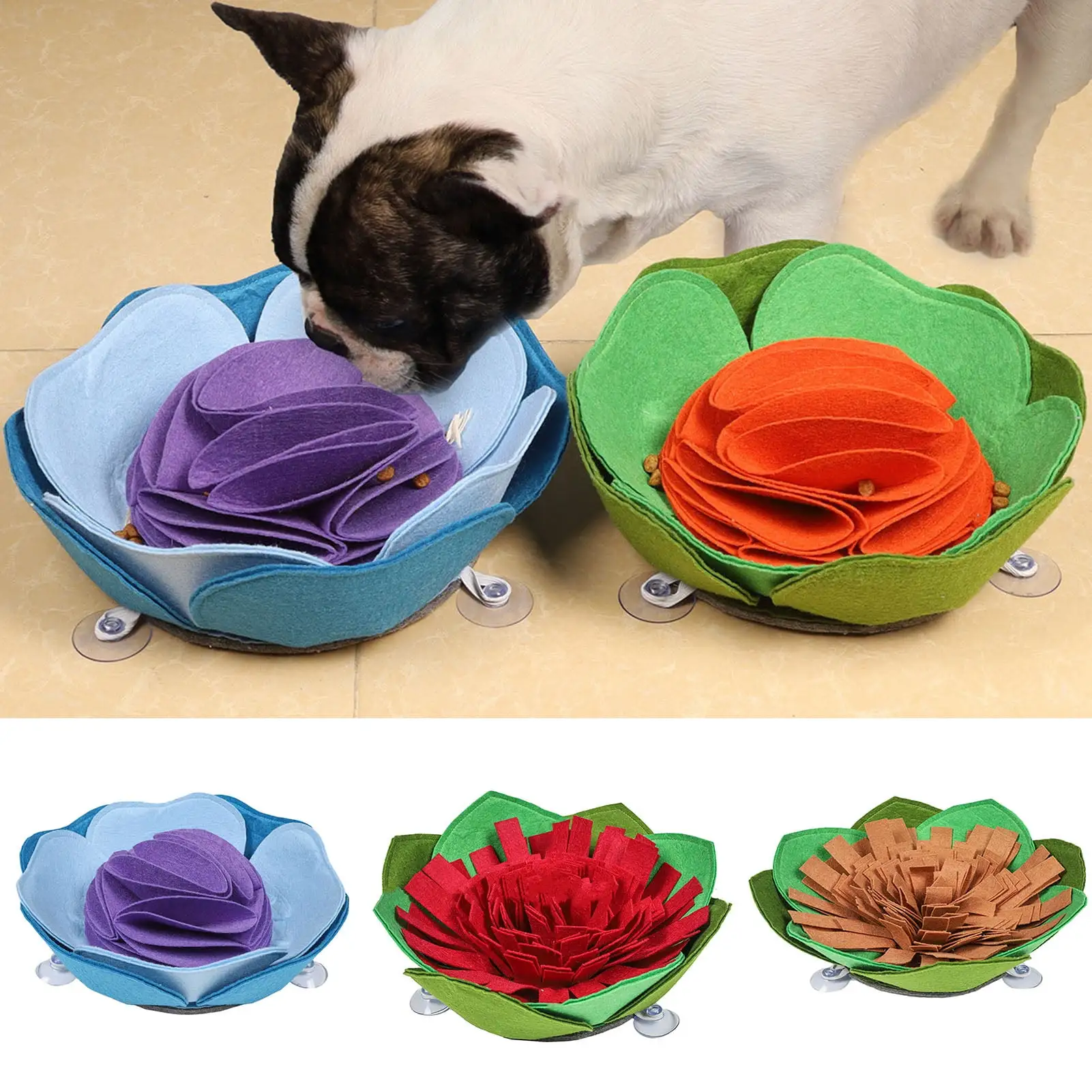 Sijiali Snuffle Mat Non-slip Sucker Slow Feeding Fabric Dog Sniffing Feeding Bowl for Indoor