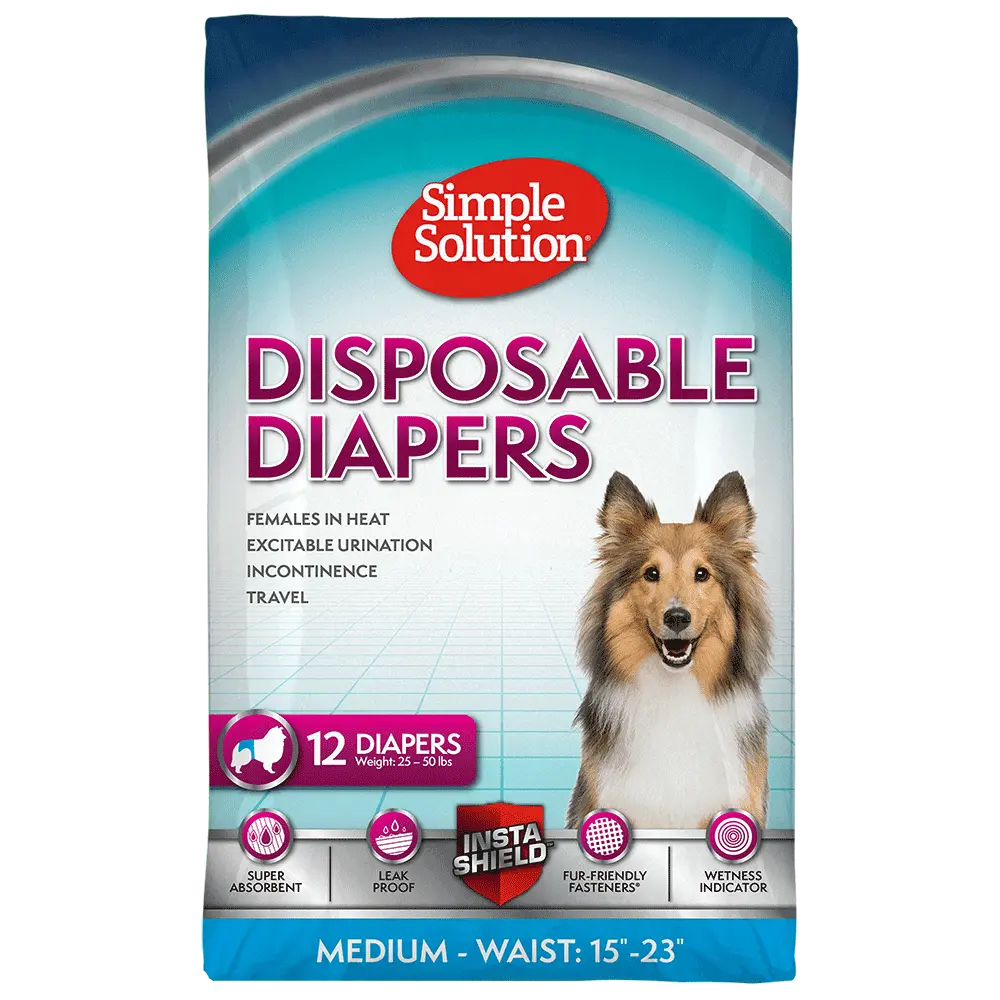 Simple Solution Disposable Female Dog Diapers. Medium. 12 Count