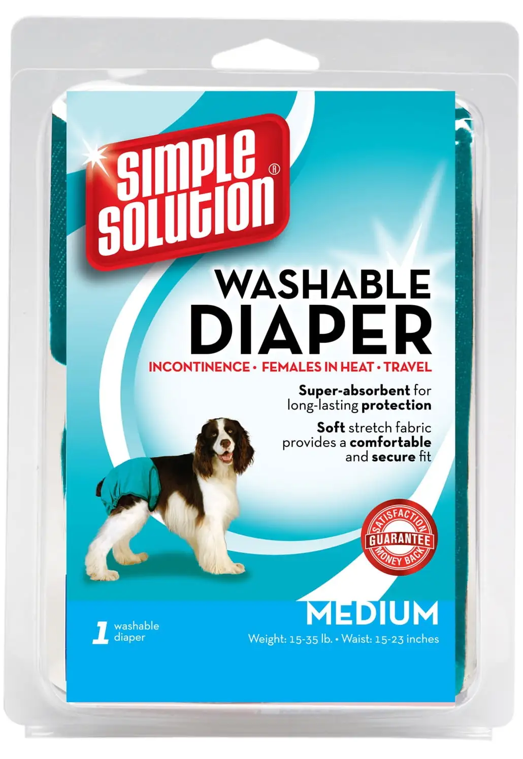 Simple Solution Washable Female Dog Diaper. Medium. 1 Pack