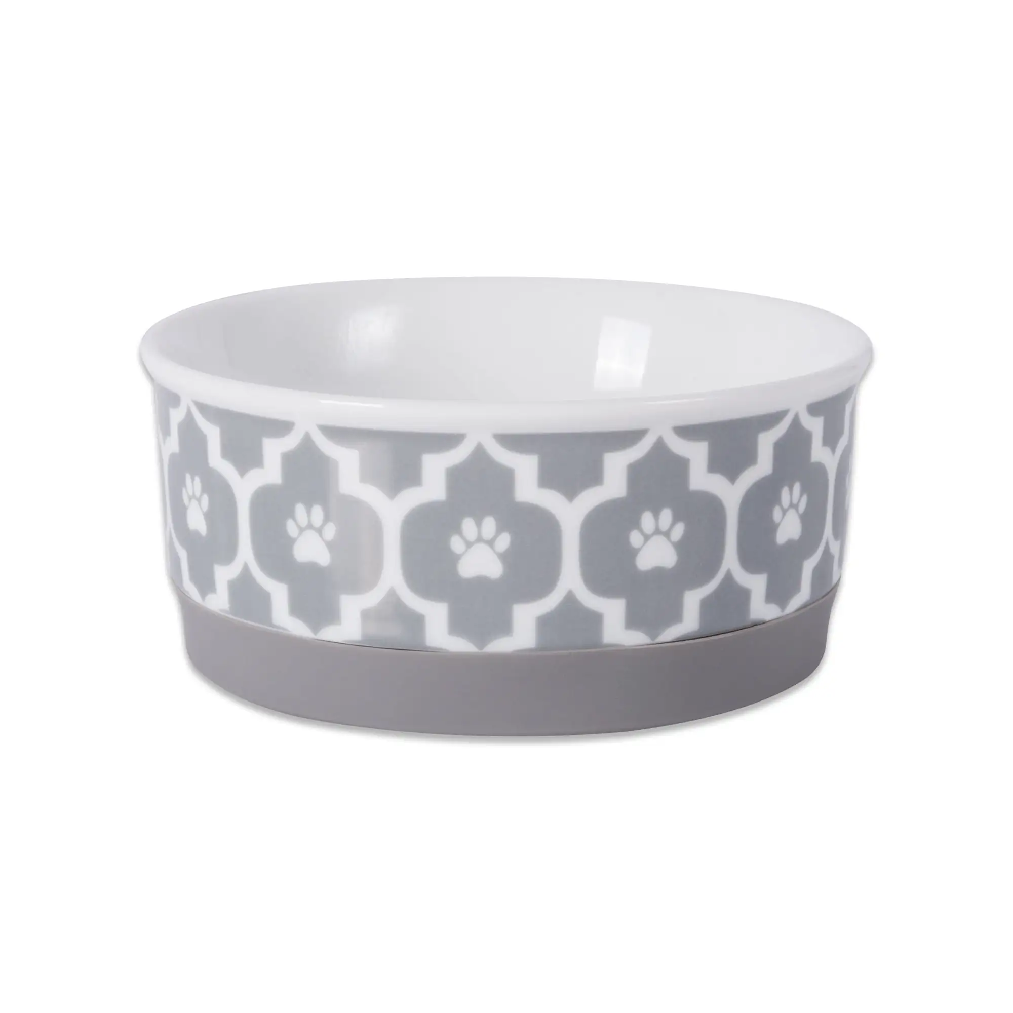 Single Lattice Pet Bowl Set. Gray. Small 4.25x2-inches