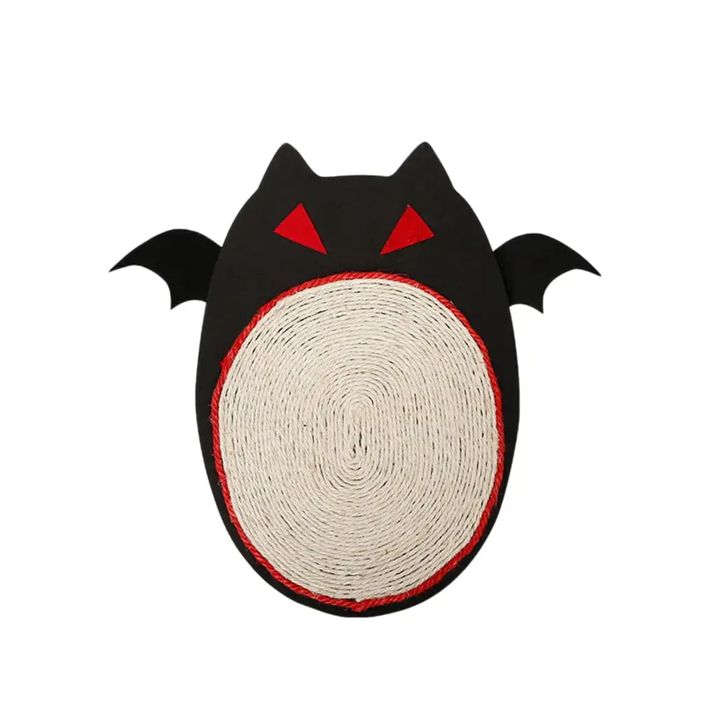 Sisal Hemp Mat Cat Scratcher Toy Cat Grinding Claw Toy Carpet Mat Halloween Bat Pet Supplies (Black)