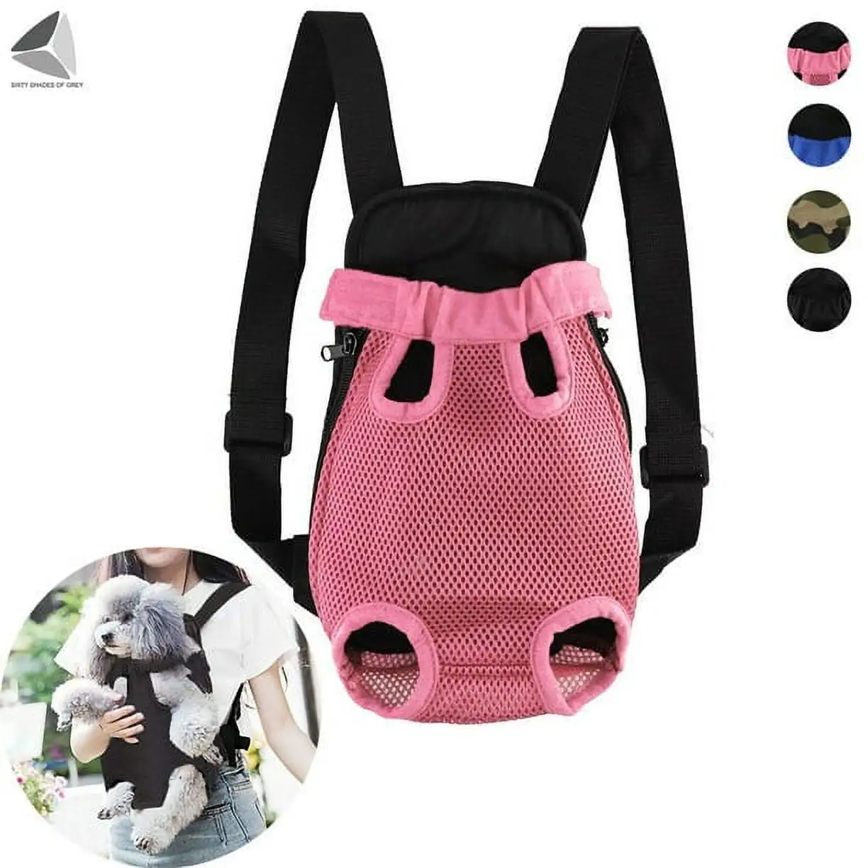 Sixtyshades Pet Dog Carrier Backpack Adjustable Puppy Travel Bag Legs Out (S. Pink)