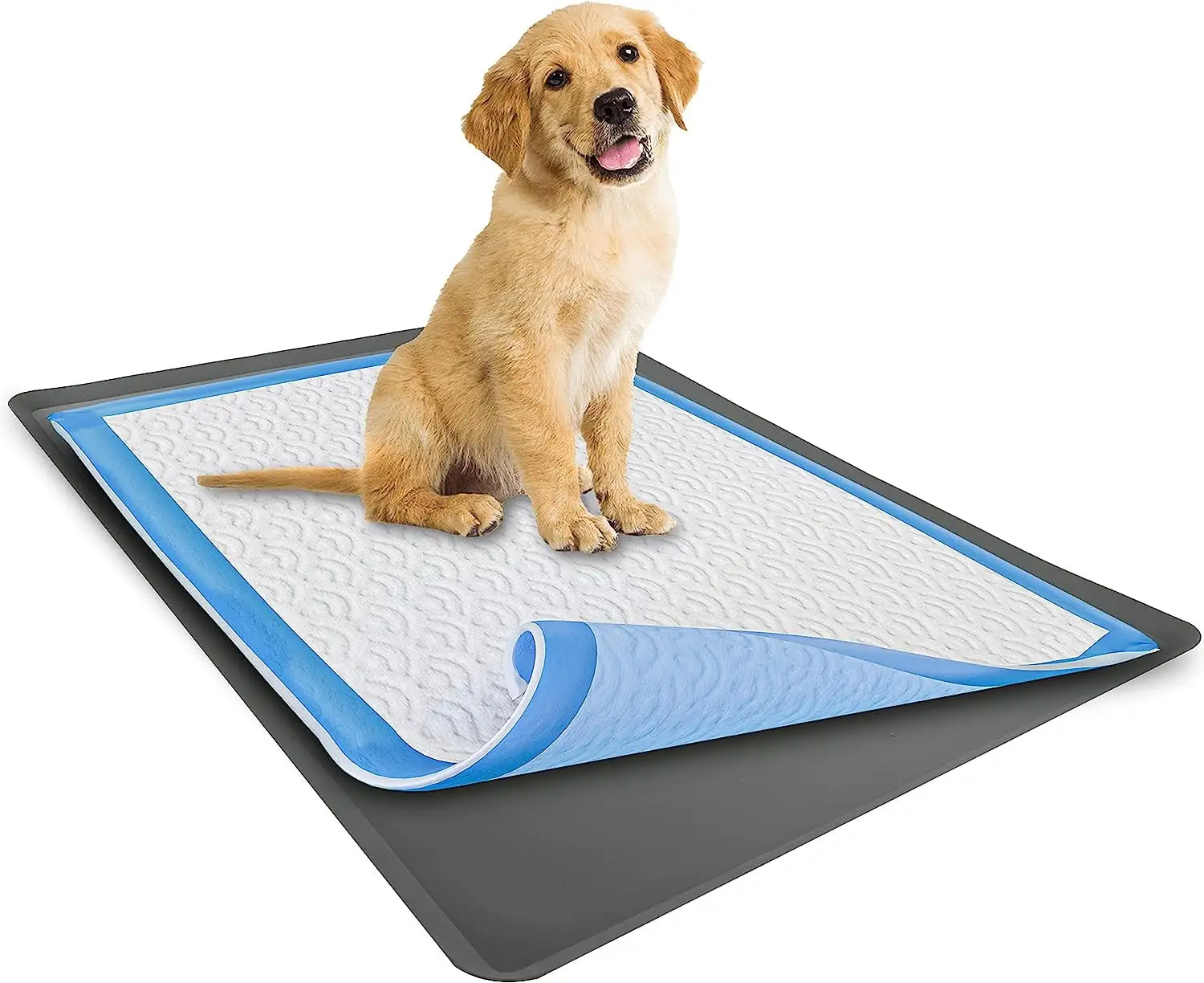 Skywin Dog Pad Holder Tray 24x36 in ?C ( 1 Pack ) No Spill Pee Pad Holder for Dogs - Works with Most Training Pads - Easy to Clean and Store - Perfect for Dog Potty Tray (Grey)