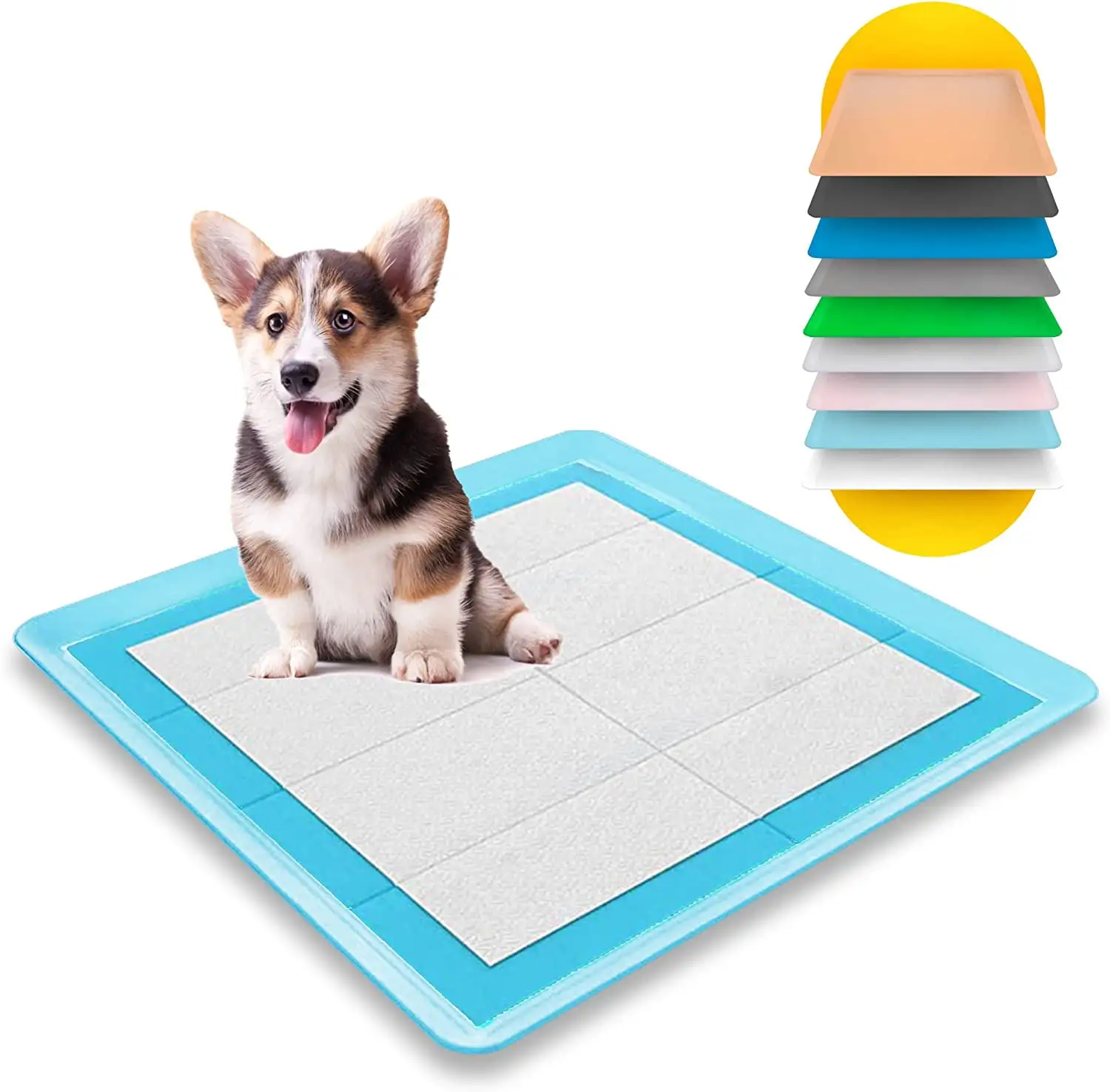 Skywin Dog Puppy Pad Holder Tray - No Spill Pee Pad Holder for Dogs - Pee Pad Holder Works with Most Training Pads. Easy to Clean and Store (Sky Blue)