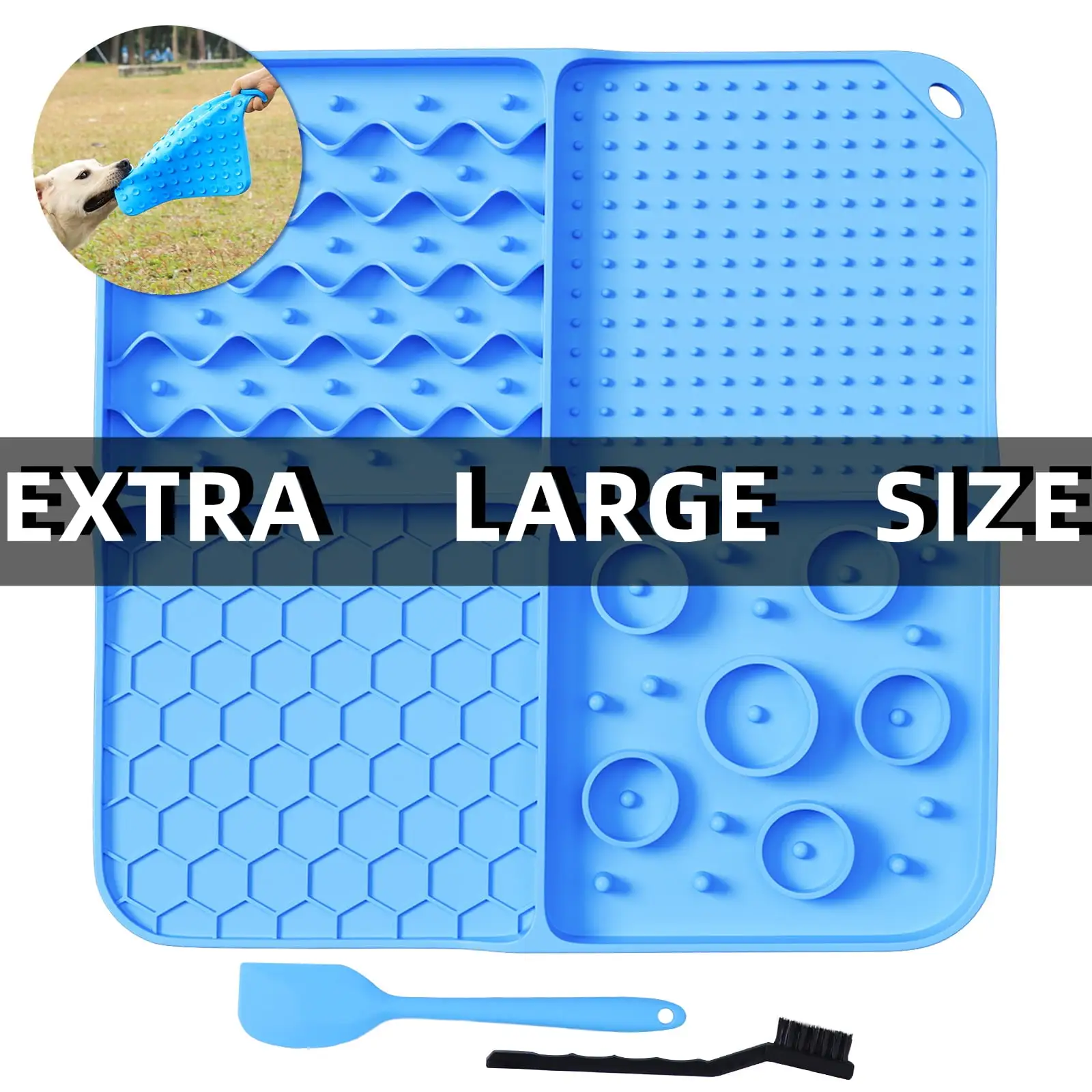 Slow Feeder Mat for Dogs and Cats .Large Lick Mat Slow Feeder for Anxiety Relief Dog Toys Feeding Mat for Butter Yogurt Peanut. Pets Supplies Bathing Grooming Training. Blue