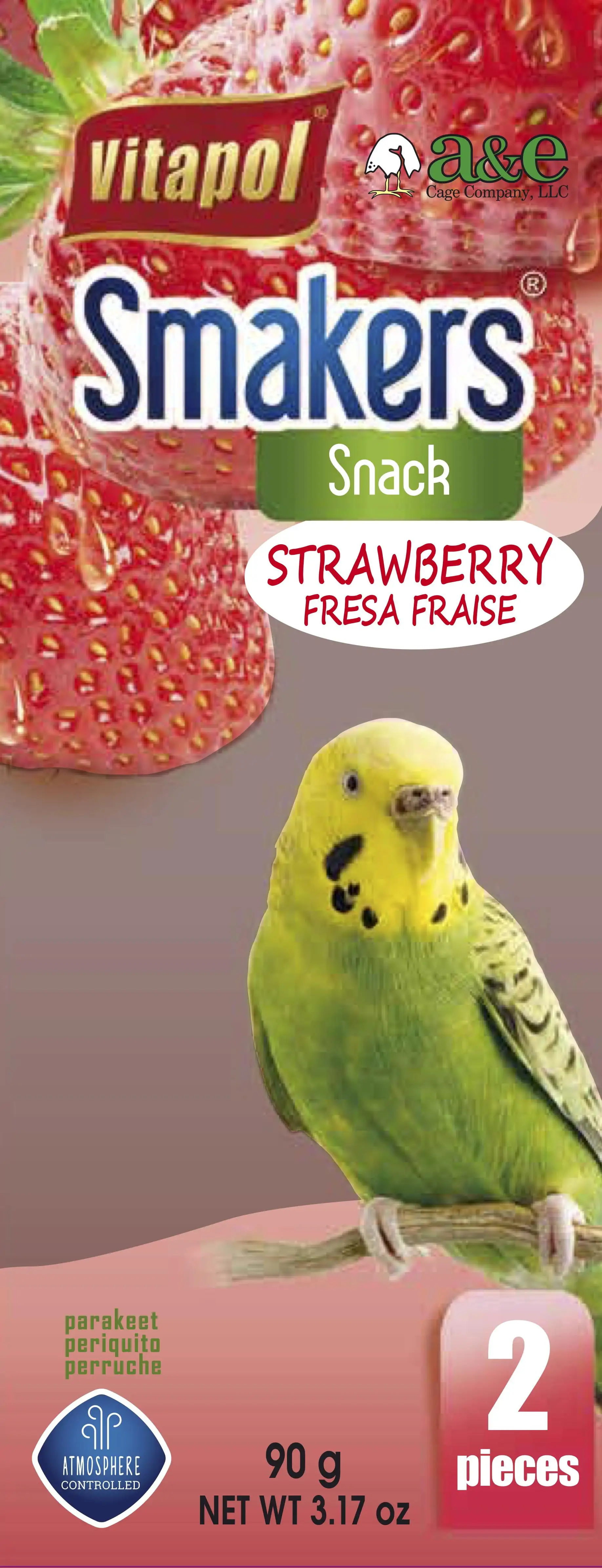 Smakers Bird Treat Sticks Strawberry 2count Parakeet A&E