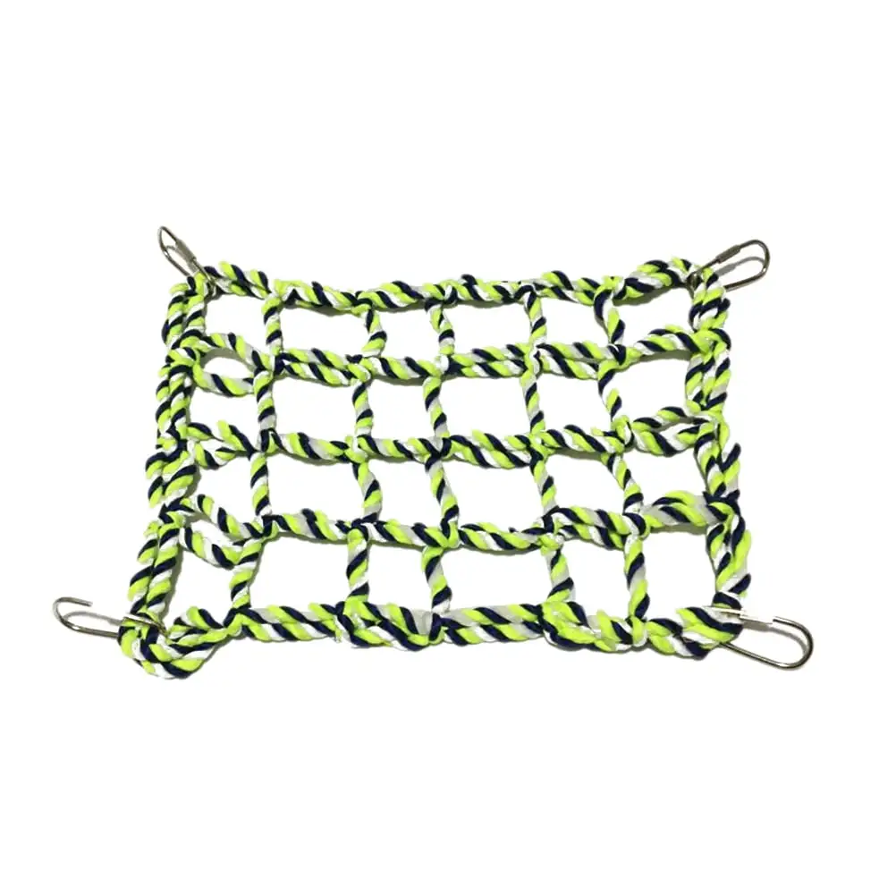 Small Animal Grid Hammock.Parrot Bird.Rat and Ferret Swing Thick Chew Rope Hammock Hanging Cage Cotton Rope Nets Toys