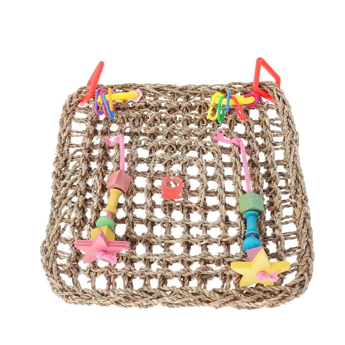 Small Animal Grid Hammock Parrot Bird Rat and Ferret Swing Thick Chew Rope Hammock Hanging Cage Grass Rope Nets Toys