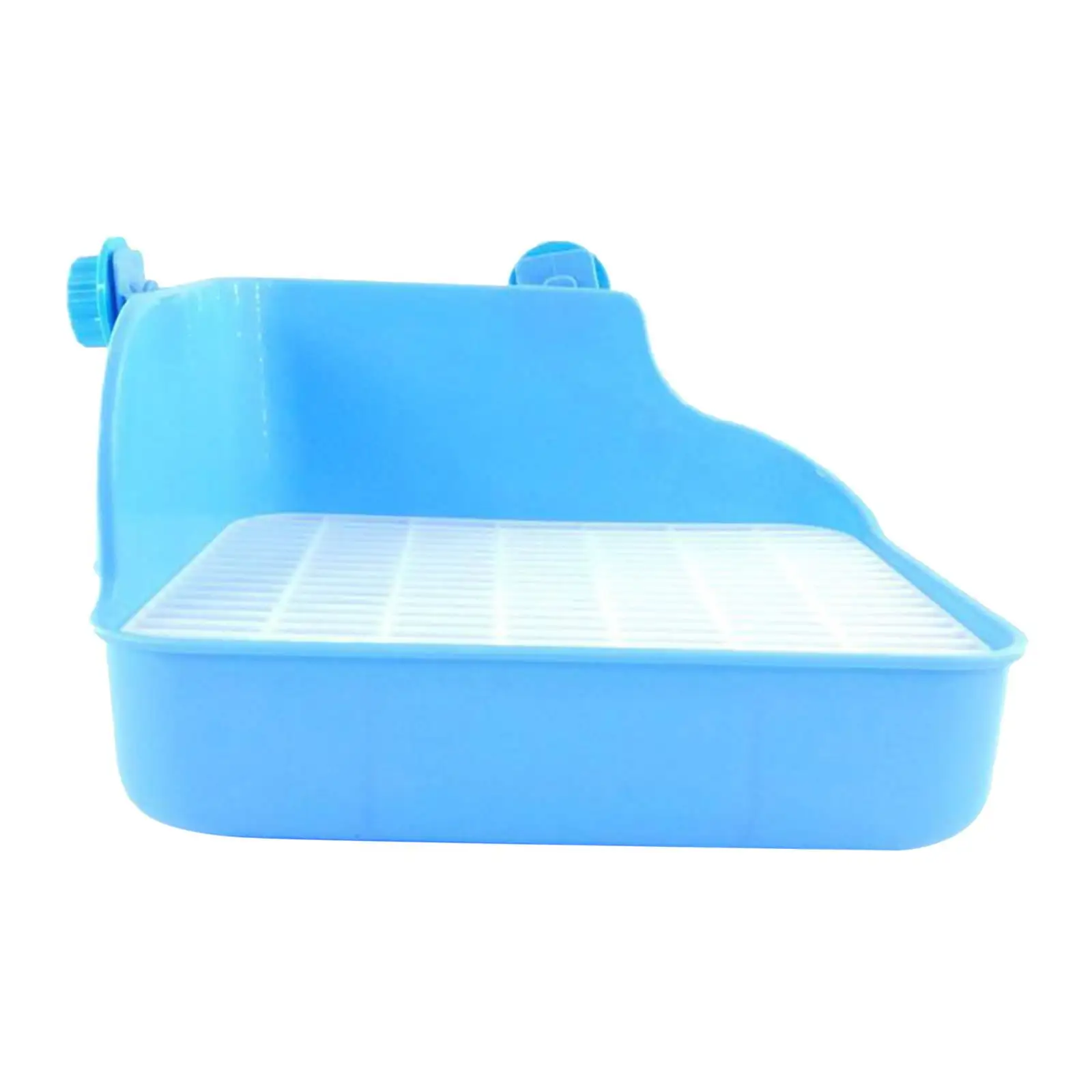 Small Animal Rabbit Litter Toilet. Rectangular Cage Box Rat Potty Trainer Corner Grate Litter Bedding Box Pet Pan for Guinea Pigs. Chinchilla. Bunny Ferret Blue