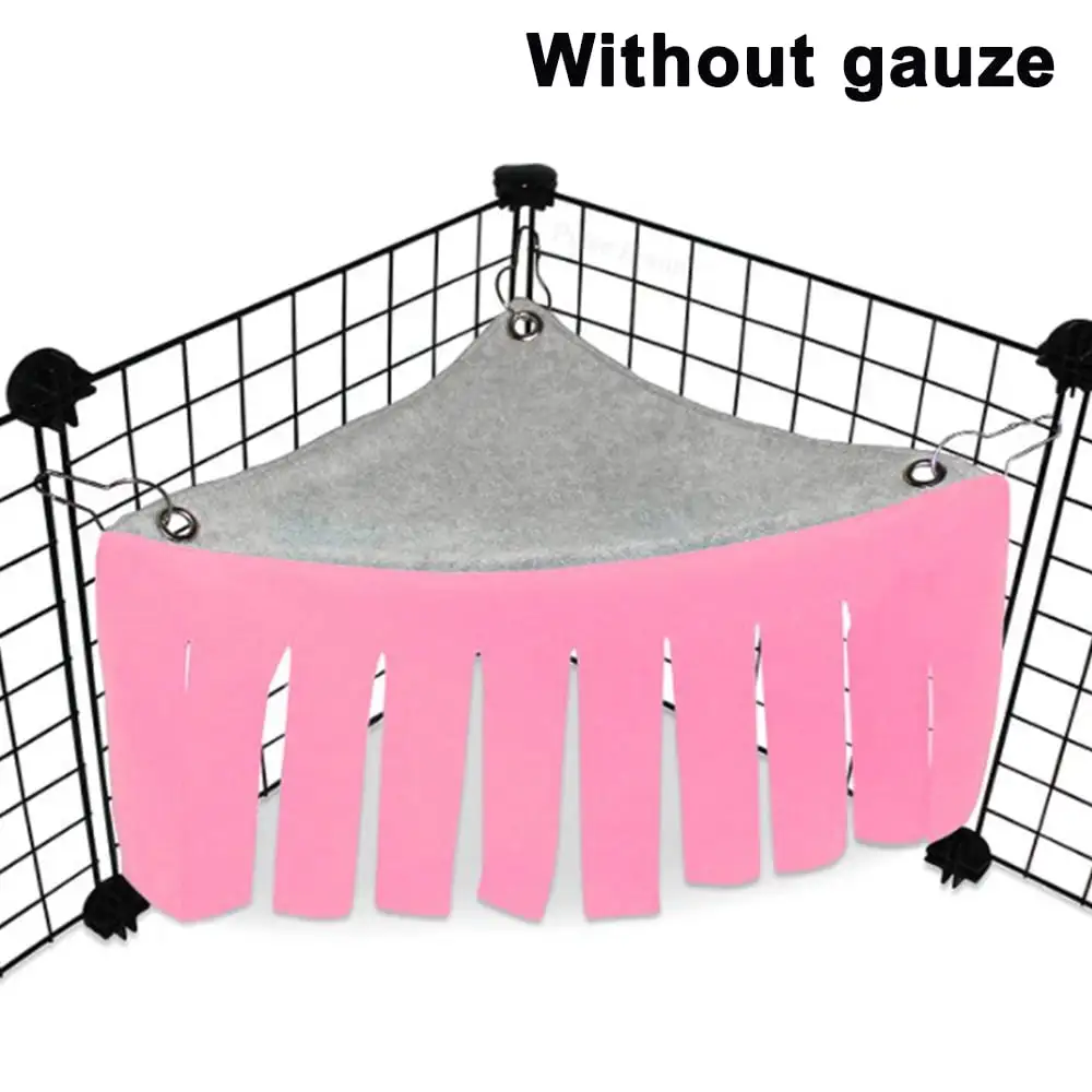 Small Animals Corner Bed Guinea Pig Hideaway Cage Triangular Hammock Rat Chinchilla Ferret Hideout Toys for Hamster Hedgehog Small Bunny Birds.Light Pink