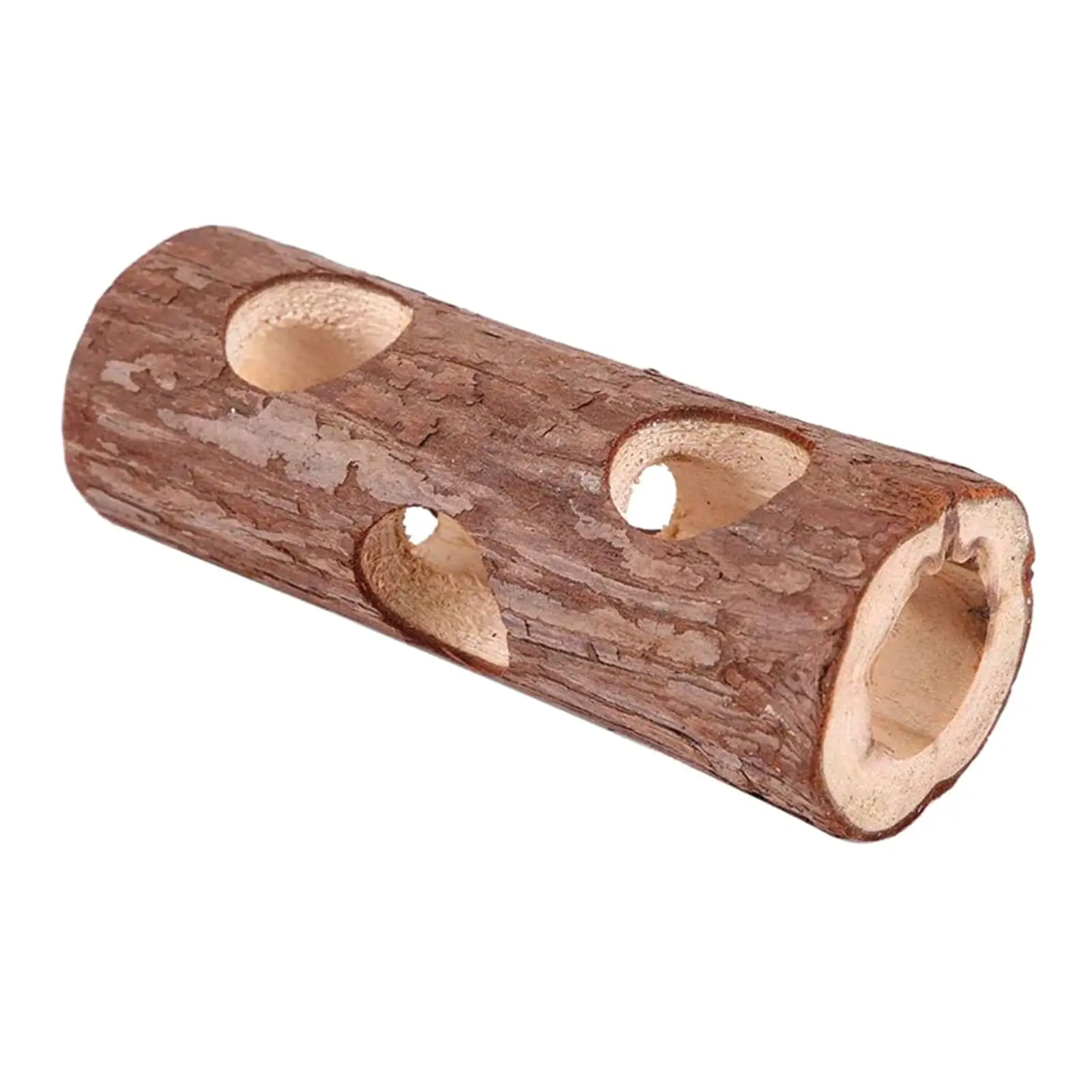 Small Pet Wood Tunnel Gerbil Activity Center Hollow Tree Trunk Hideout Safe Non Toxic Chew Toys for Hamster Rat 3 Sizes