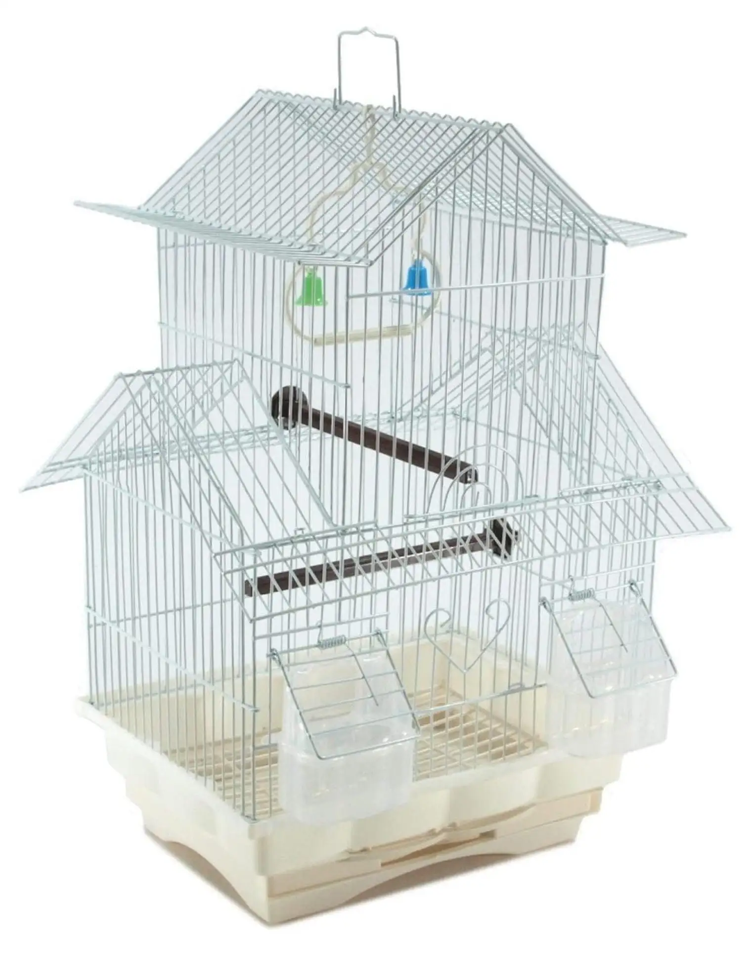 Small White 18-inch CAGE for Small Finch Parrots Cockatiels Green Cheek Conure Perfect Travel Cage and Hanging House