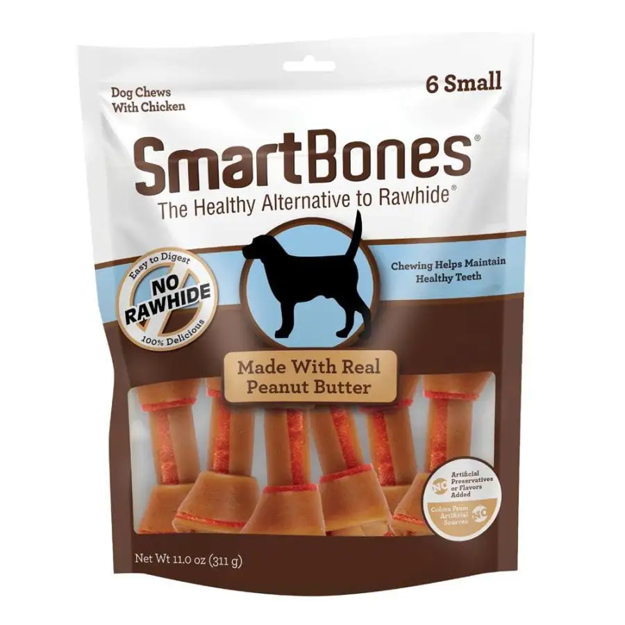 SmartBones Artificial-Free Classic Bone Chew Dog Treat Peanut Butter. 11 oz. 6 ct. SM