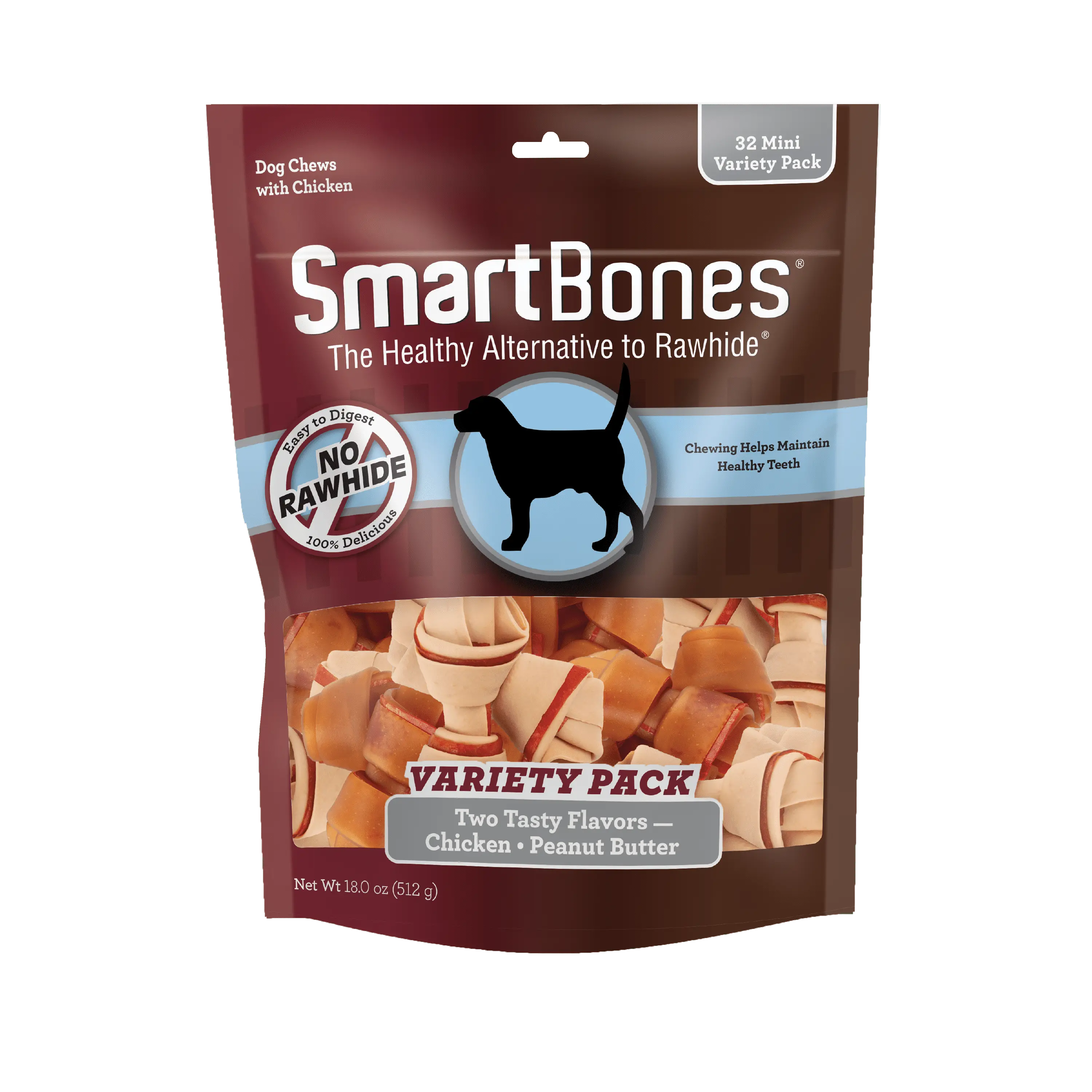 SmartBones Mini Bone Variety Pack 32 Count. Rawhide-Free Chews for Dogs