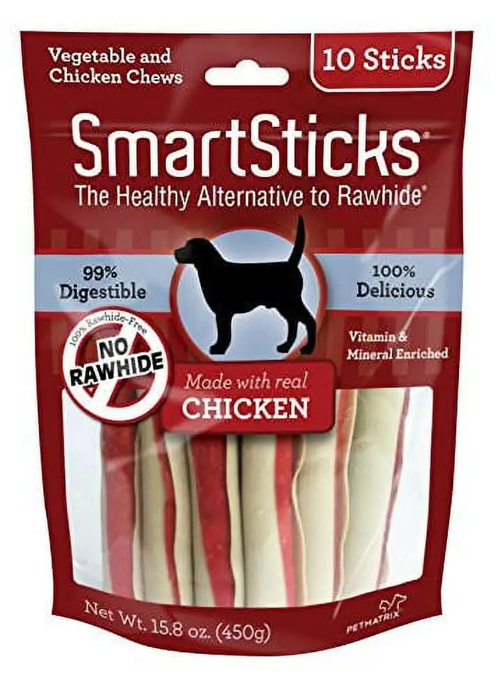 SmartBones SmartSticks with Real Chicken 10 Count. Rawhide-Free Chews for Dogs