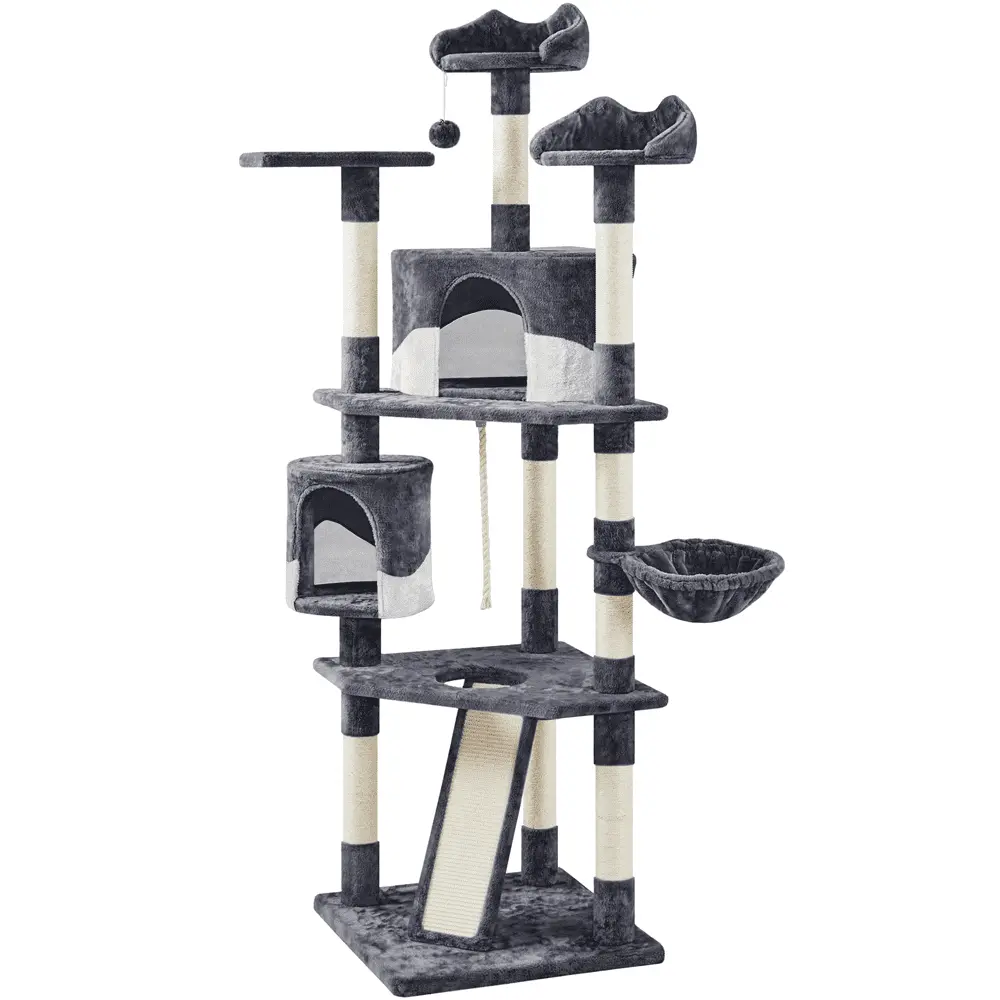 SmileMart 79H Multilevel Large Cat Tree Condo Tower with Scratching Post. Gray