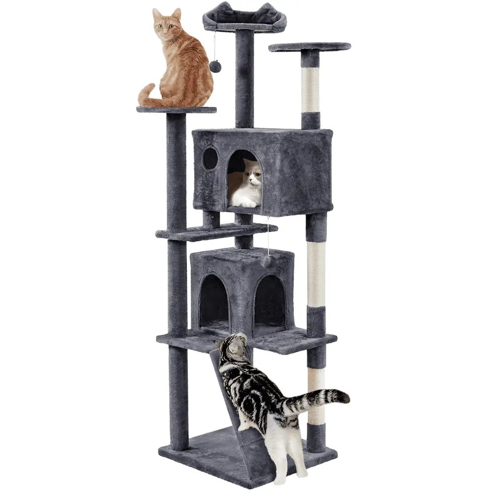 SmileMart 80?? Tall Multilevel Cat Tree with 2 Condos & 3 Scratching Posts for Kittens. Dark Gray