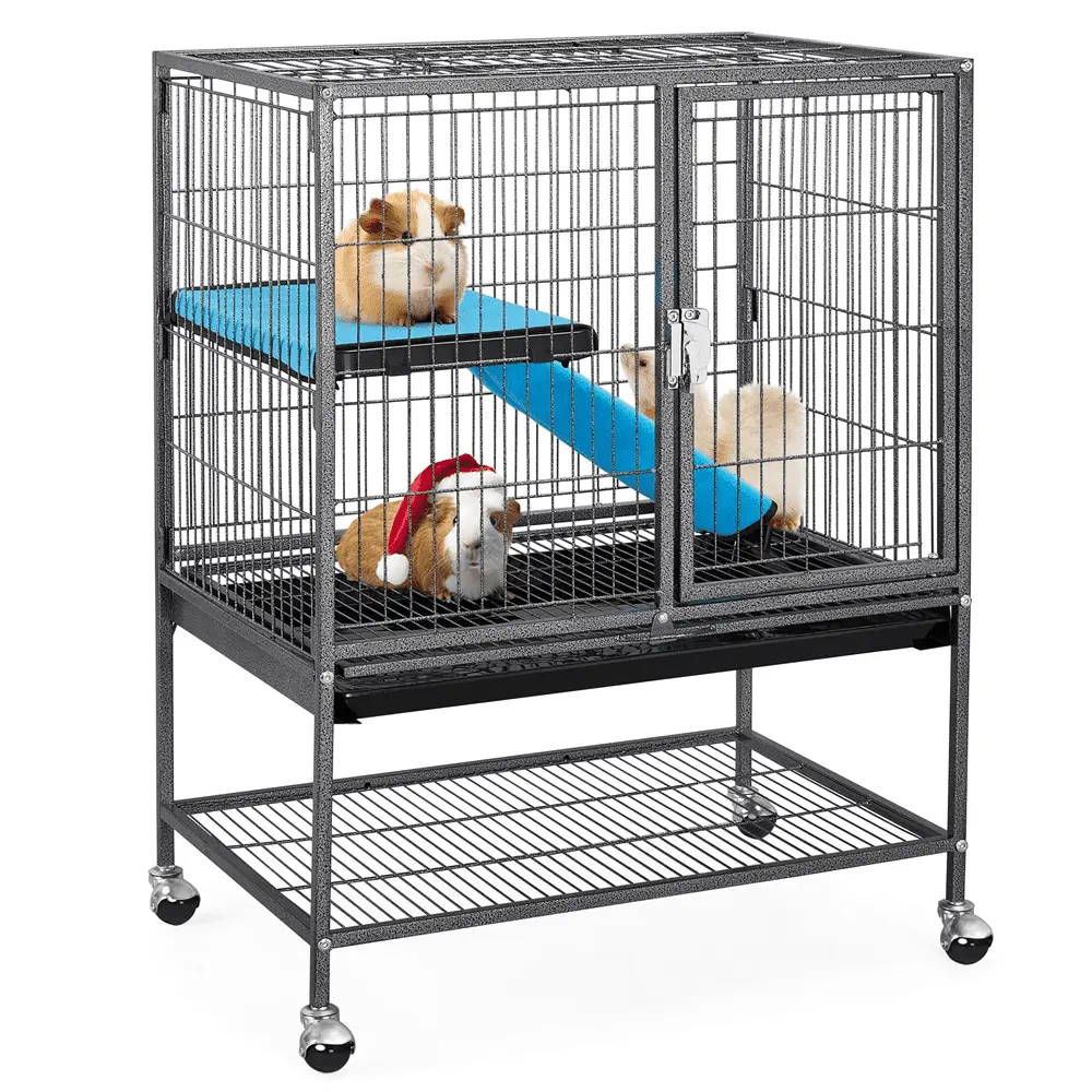 SmileMart Metal Animal Cage with Wheels for Adult Rats/Ferrets/Chinchillas/Guinea Pigs. Black