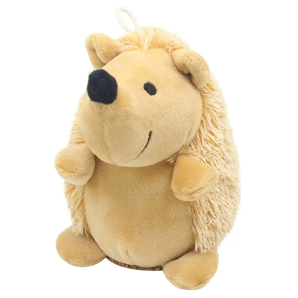 Smrinog Hedgehog Plush Sounding Pet Dog Puzzle Chewing Soft Hedgehog Toy (Brown)