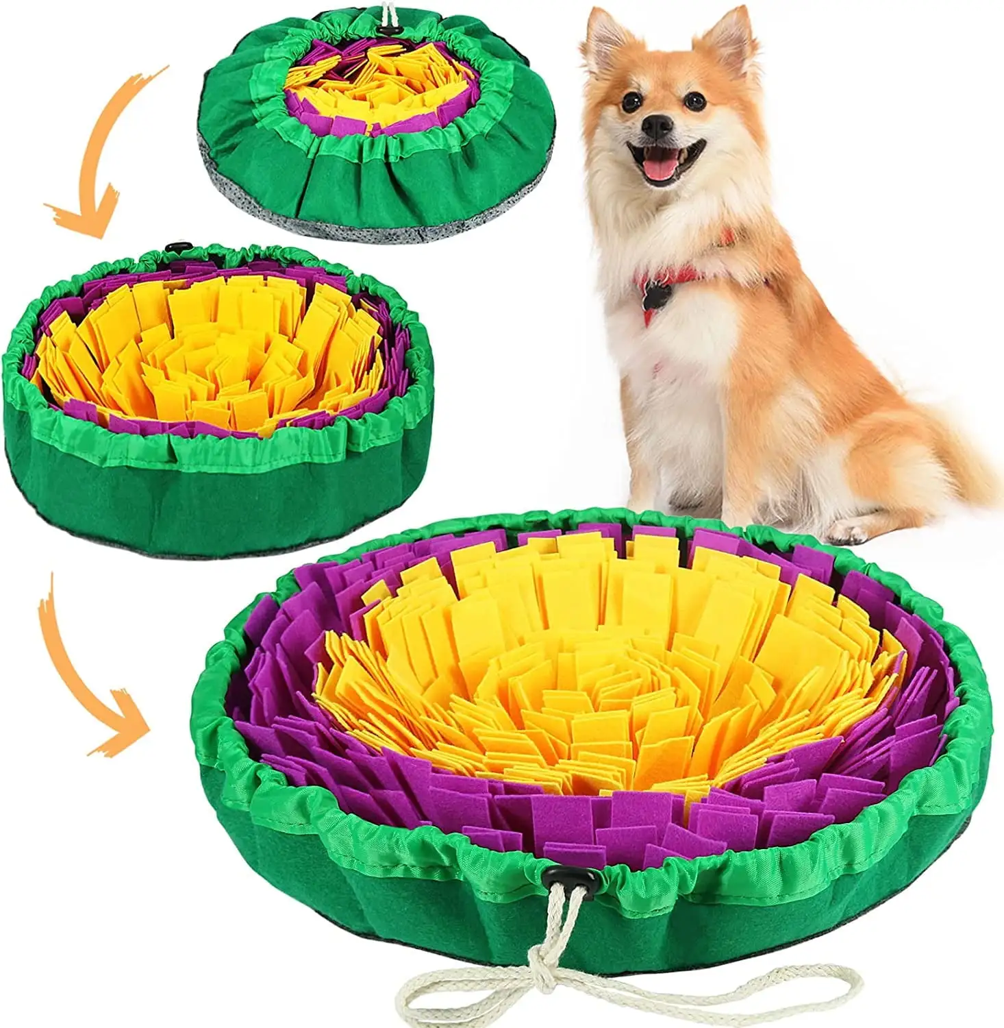 Snuffle Mat for Dogs. Washable Dog Feeding Mat. Foldable Pet Foraging Mat for Smell Training and Slow Eating. Stress Relief Interactive Dog Mat for Feeding. Three Size Adjustable Dog Snuffle Mat