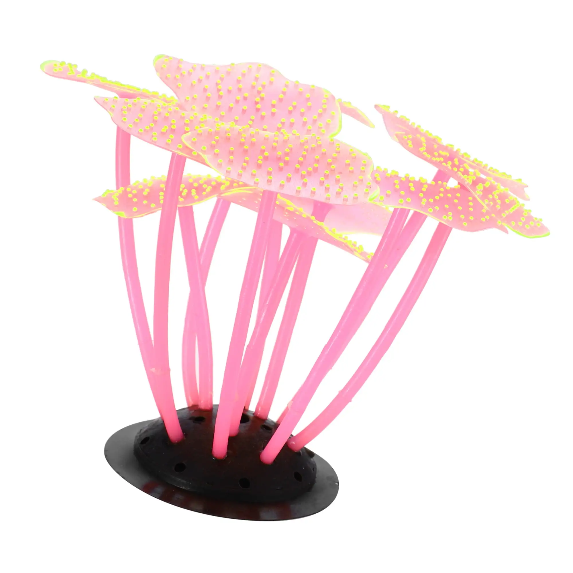 Soft Silicone Glowing Aquarium Mushroom Coral Aquatic Artificial Coral for Fish Tank Decoration Pink