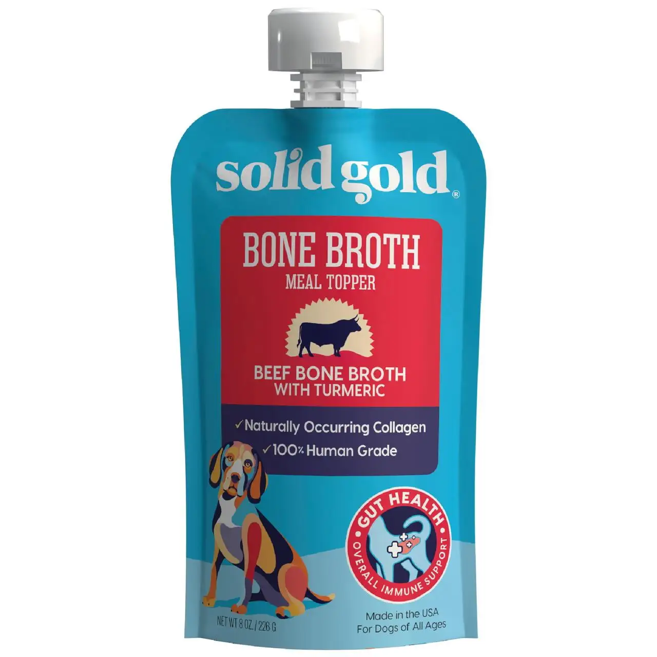 Solid Gold Bone Broth Meal Topper for Dogs. Grain-Free. Beef Flavor. 8 oz