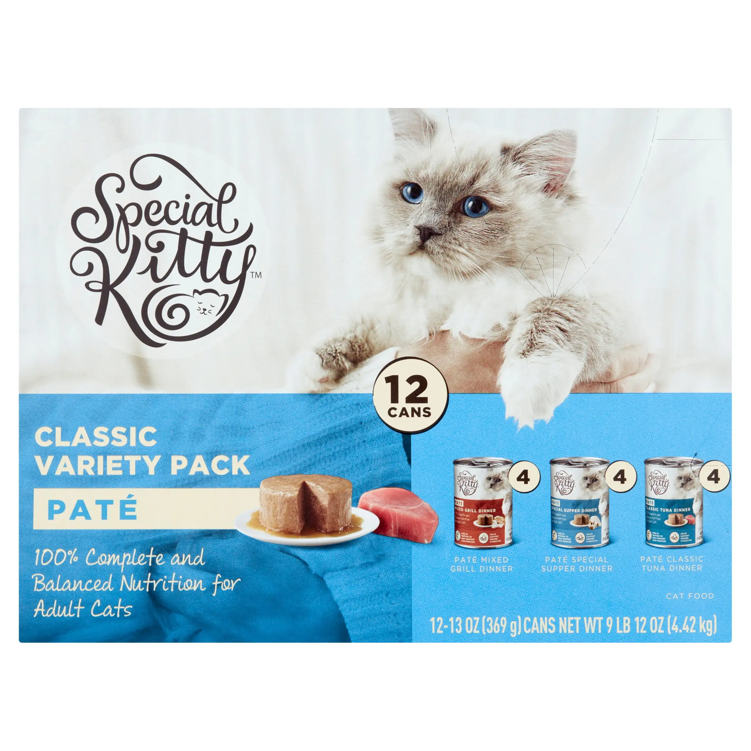 Special Kitty Beef & Tuna Flavor Pate Wet Cat Food Variety Pack for Kitten. 13 oz. Cans (12 Count)