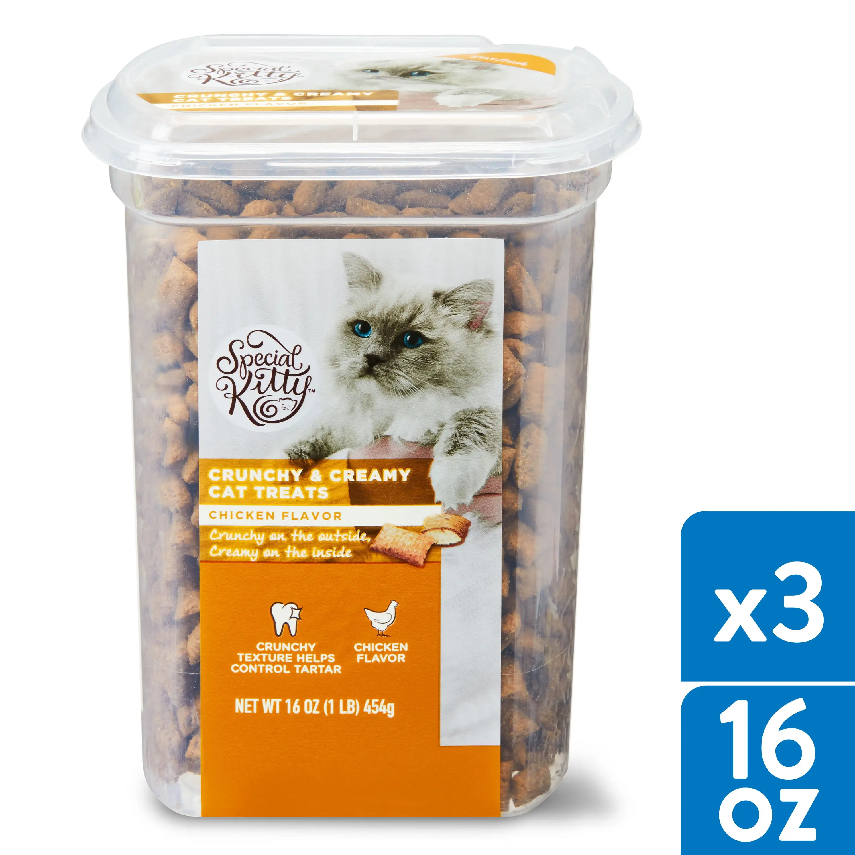 Special Kitty Chicken Flavor Crunchy Treats for Cats. 16 oz. (3 Pack)