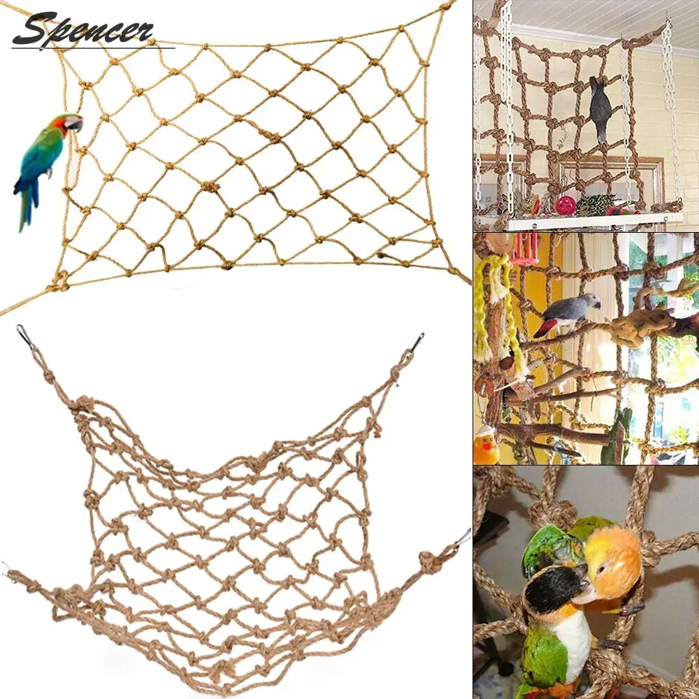 Spencer Pet Parrot Climbing Net Rope Bird Jungle Fever Swing Hemp Rope Cockatiel Ladder Play Net Animals Rope Toys 30*20CM