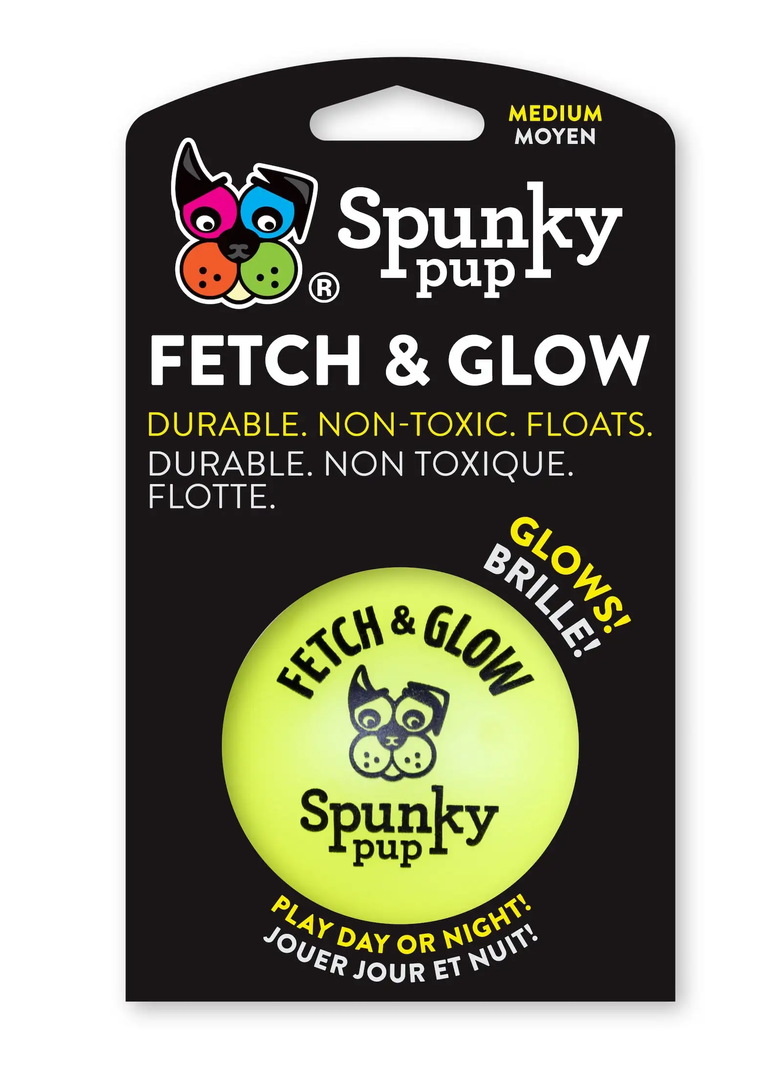 Spunky Pup Fetch & Glow Ball Medium Dog Toy