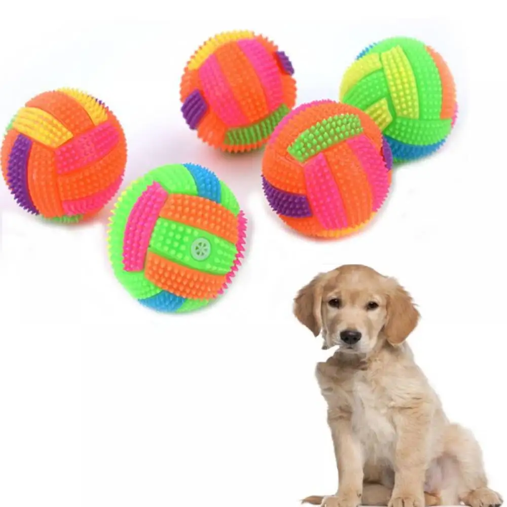 Squeaky Balls for Dogs Small. Fetch Balls for Dogs Rubber 2 Pack Bright Colors Puppy Toys Dog Toy Balls Dog Squeaky Toys Spike Ball Dog Chew Toys