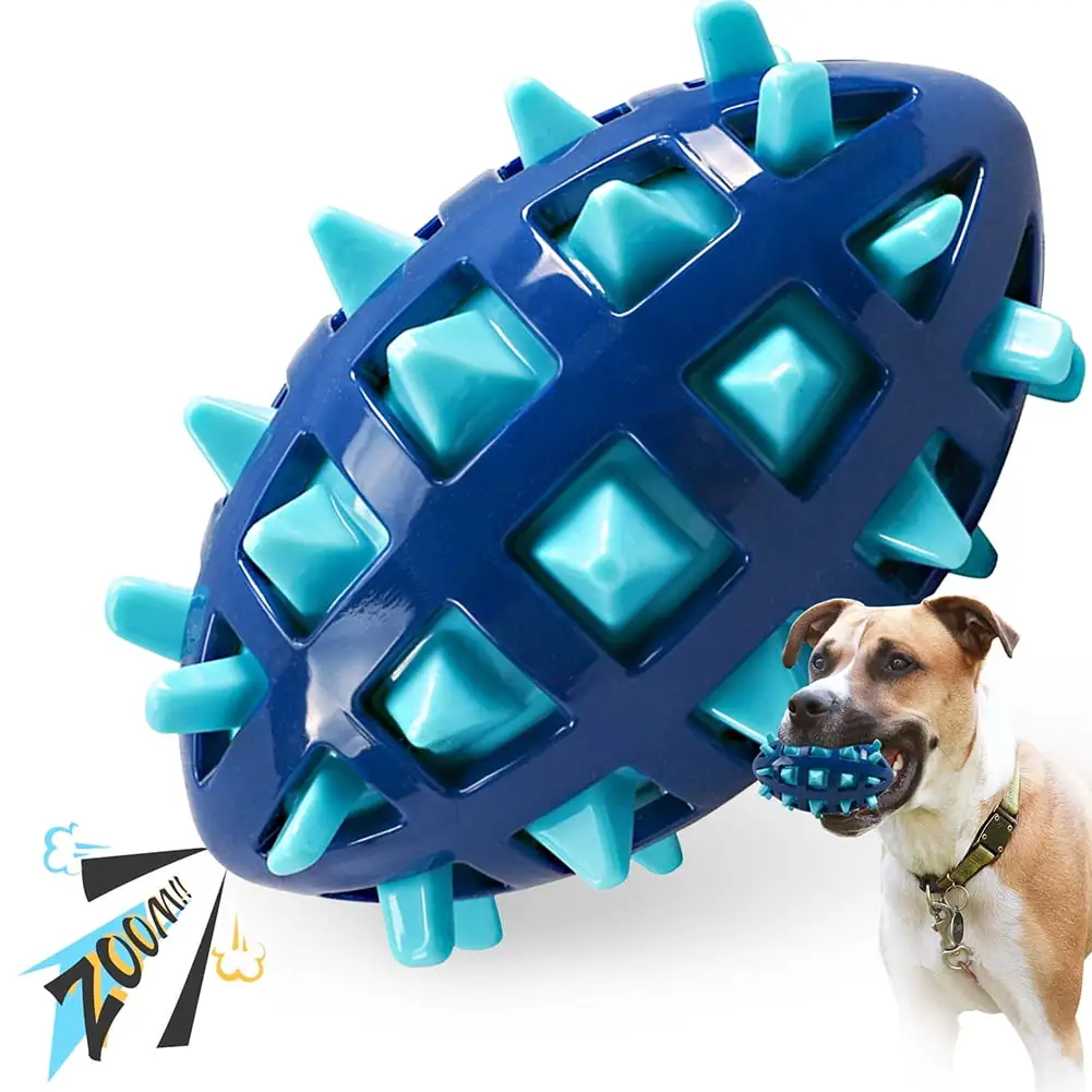 Squeaky Dog Toys for Aggressive Chewers: Rubber Puppy Chew Ball with Squeaker. Almost Indestructible and Durable Pet Chew Toy for Medium and Large Breed Cleaning/Chewing/Playing/Treat