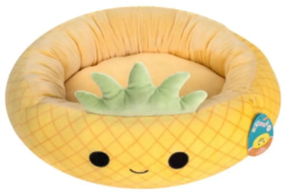 Squishmallows 30 inch Yellow Pineapple Pet Bed - Large Ultra Soft Plush Pet Bed