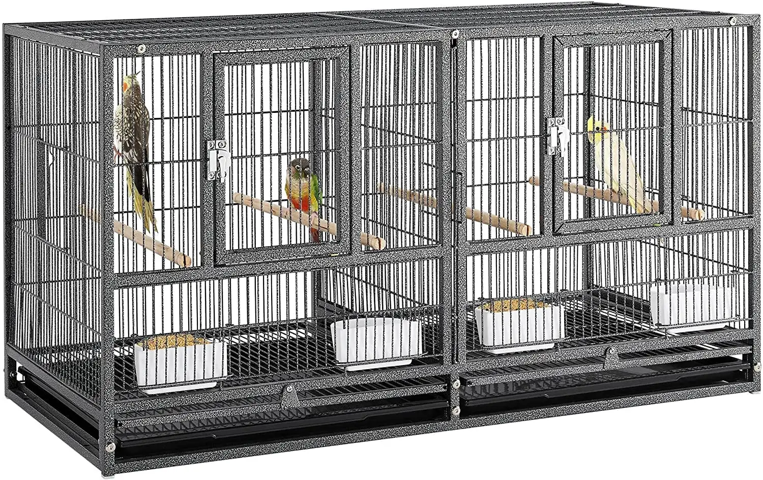 Stackable Bird Cage Divided Breeder Breeding Parakeet Bird Cage for Canaries Cockatiels Lovebirds Finches Budgies Small Parrots. Black