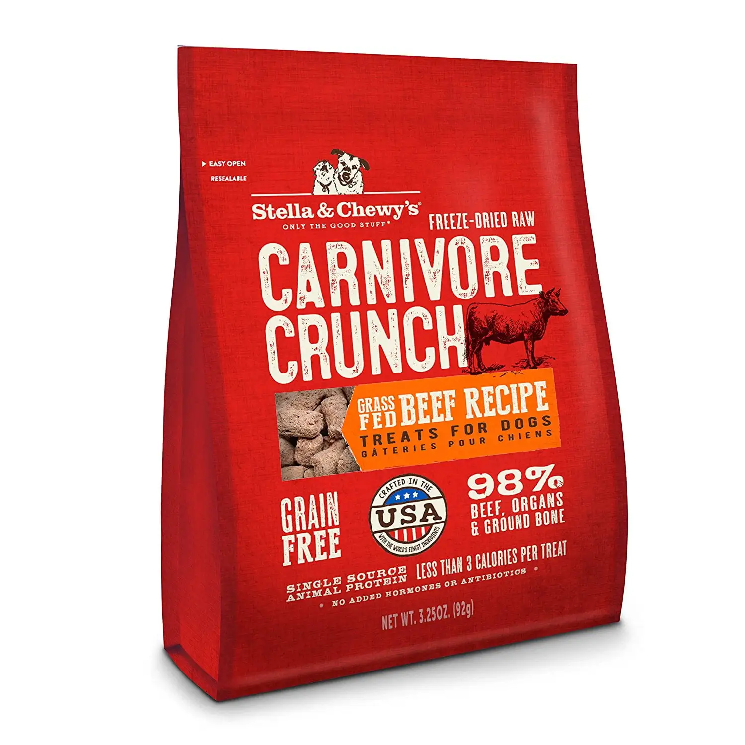 Stella & Chewy's Carnivore Crunch Grain-Free & Grass-Fed Beef Dog Treat. 3.25 oz.