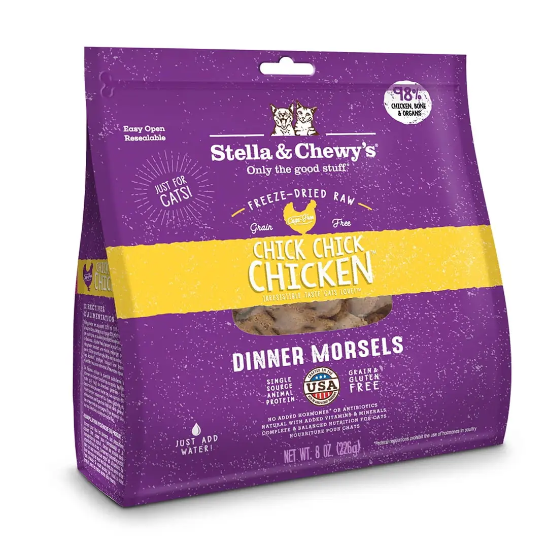 Stella & Chewy's Chicken Dinner Morsels Grain-Free Freeze-Dried Raw Dry Cat Food. 8 oz.