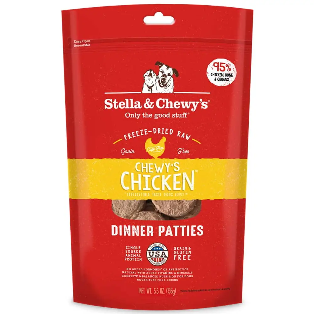 Stella & Chewy's Chicken Dinner Patties Grain-Free Freeze-Dried Raw Dry Dog Food. 5.5 oz.