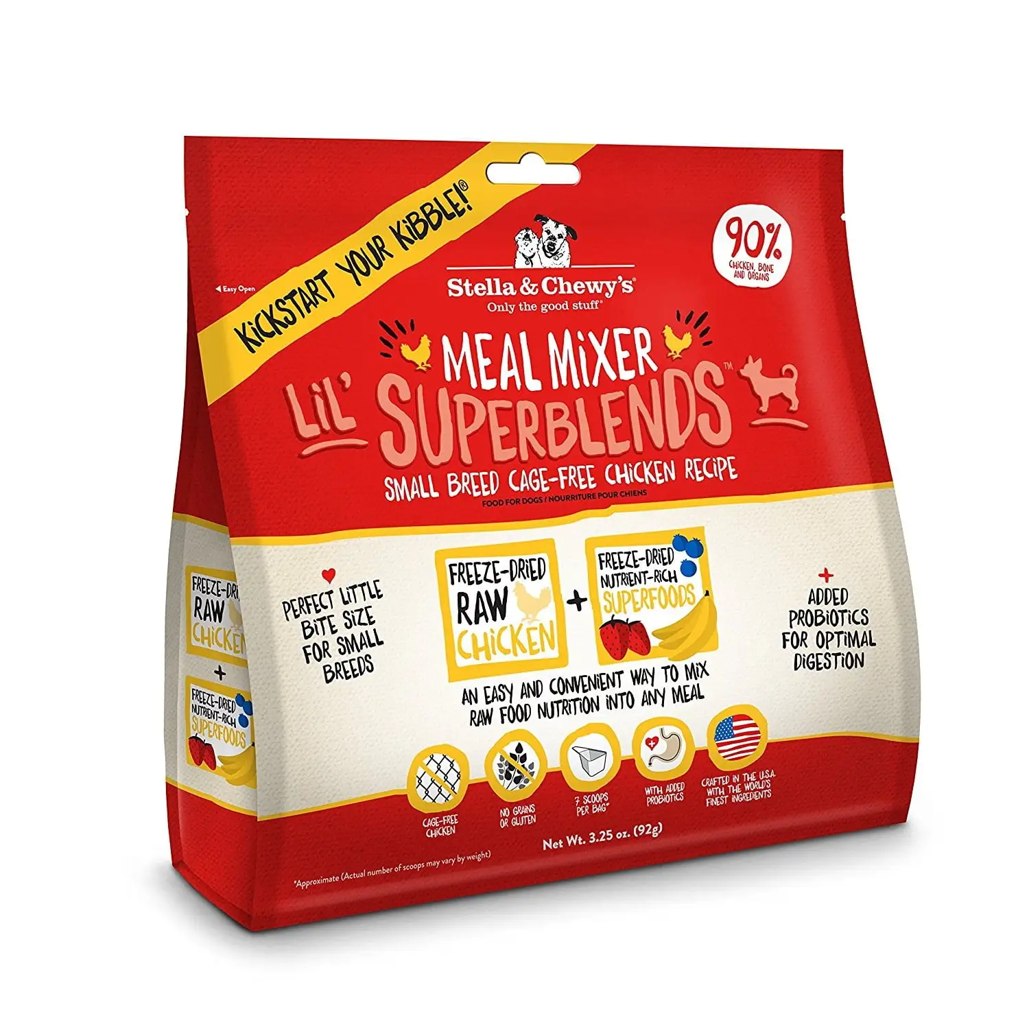 Stella & Chewy's Chicken Lil' SuperBlends Small Breed Grain-Free Meal Mixer Dry Dog Food Topper. 3.25 oz.