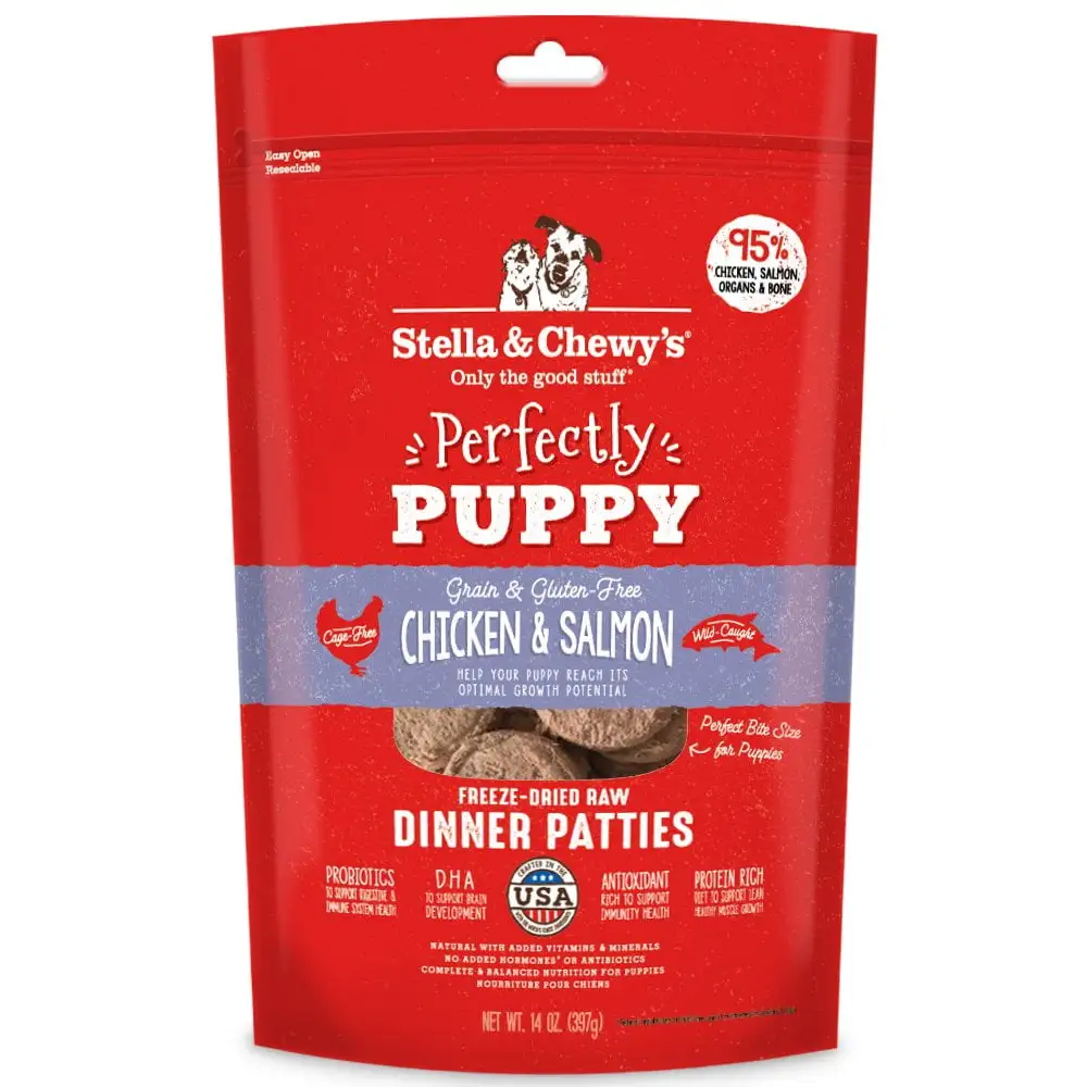 Stella & Chewy's Chicken & Salmon Dinner Patties for Puppies Freeze-Dried Raw Dry Dog Food. 14 oz.