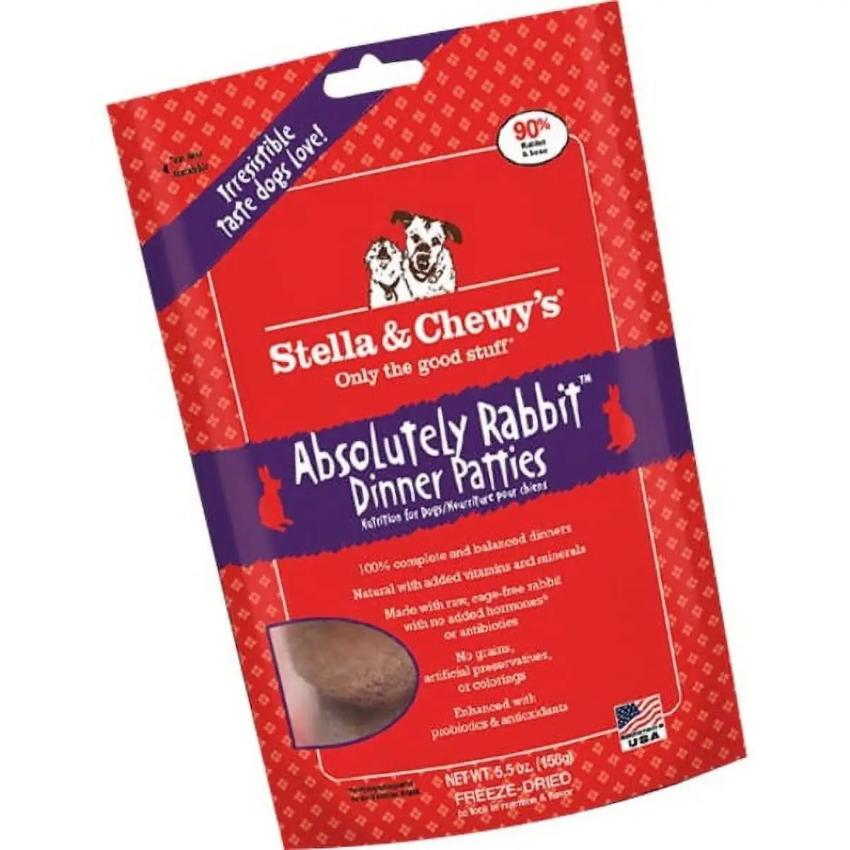 Stella & Chewy's Freeze-Dried Raw Absolutely Rabbit Dinner Patties Grain-Free Dog Food. 14 oz bag