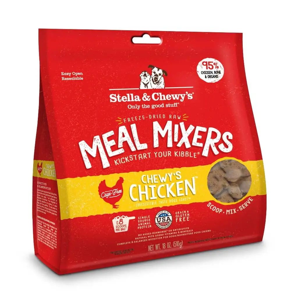 Stella & Chewy's Meal Mixers Chicken Grain-Free Freeze-Dried Raw Dry Dog Food Topper. 18 oz.