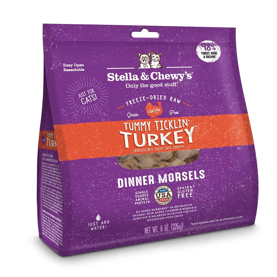 Stella & Chewy's Turkey Dinner Morsels Grain-Free Freeze-Dried Dry Cat Food. 9 oz