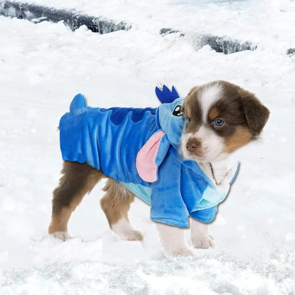 Stitch style dog clothing. dog. cat. Christmas costume. pet character playing pajamas. hooded clothes. dogs and kittens for winter jackets