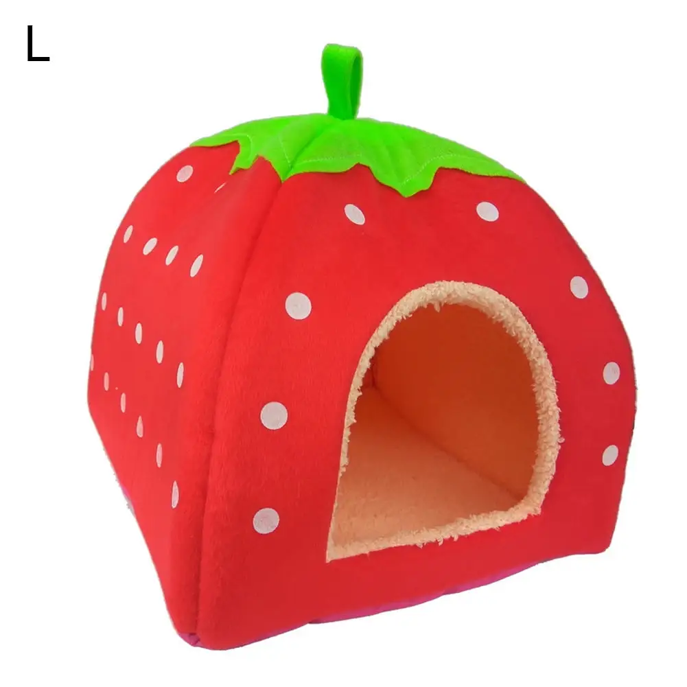 Strawberry Dog Puppy Cats Indoor Foldable Soft Warm Bed Pet House Kennel Tent